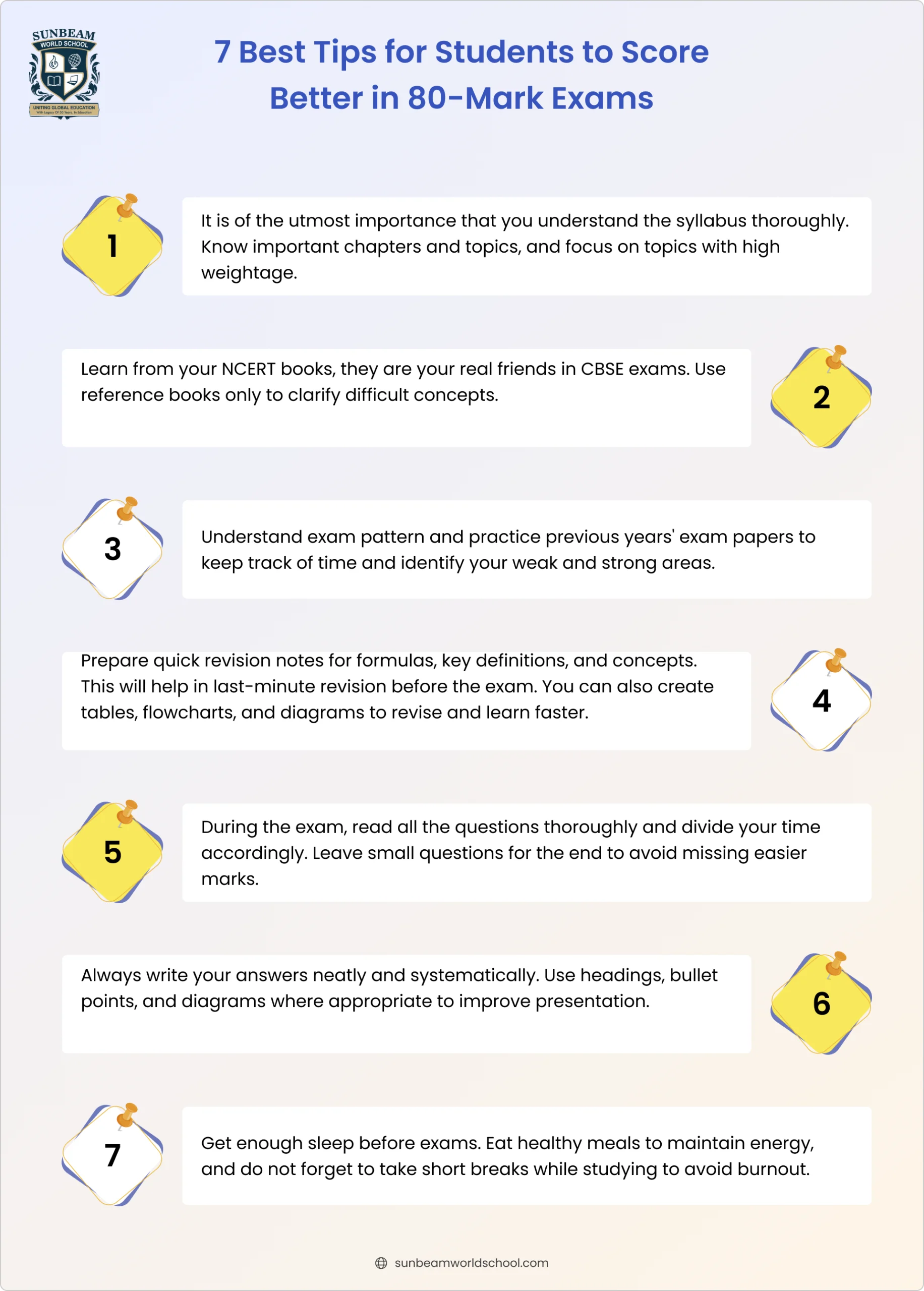Seven practical study tips to help students score better in 80-mark CBSE examinations.