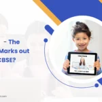 A young CBSE student holding a tablet showing exam results, representing passing marks out of 80.