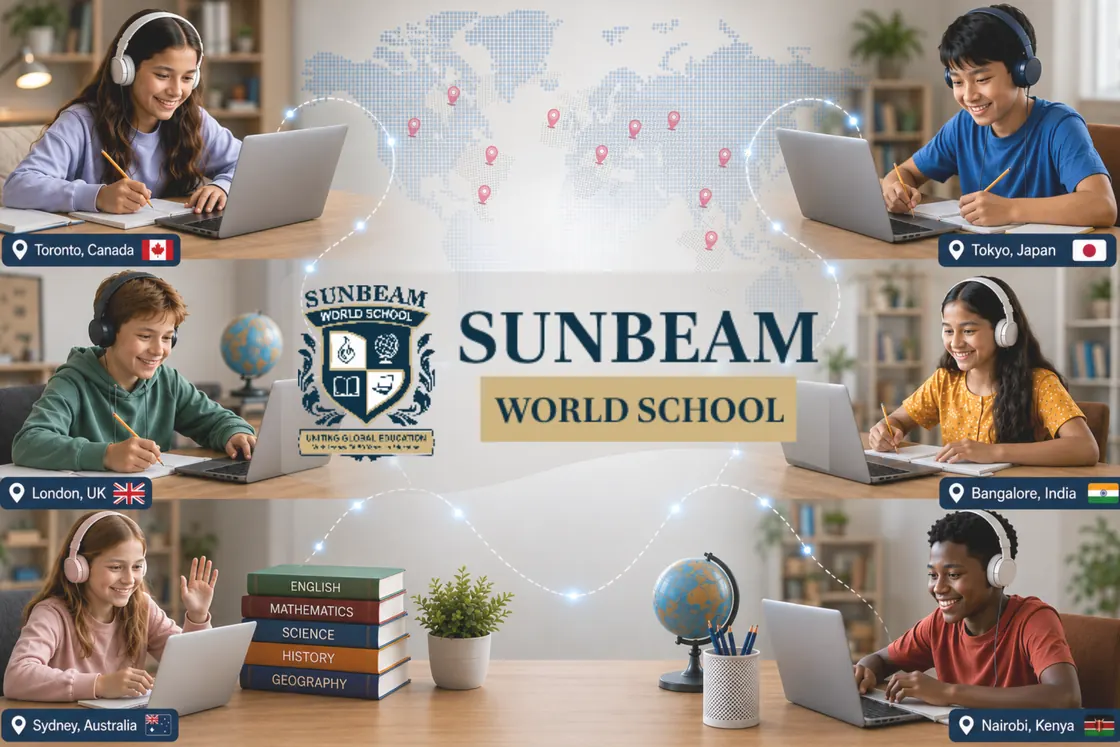 One School. Limitless Learning - Sunbeam World School students in live online classes from Toronto, London, Sydney, Tokyo, Bangalore and Nairobi, connected worldwide through quality online education.