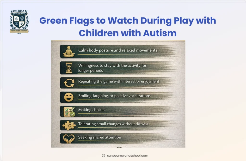 Green flags in autism play, positive play behaviors, autism early signs, sensory regulation, and shared attention
