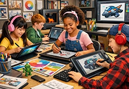 Digital art and design class for students