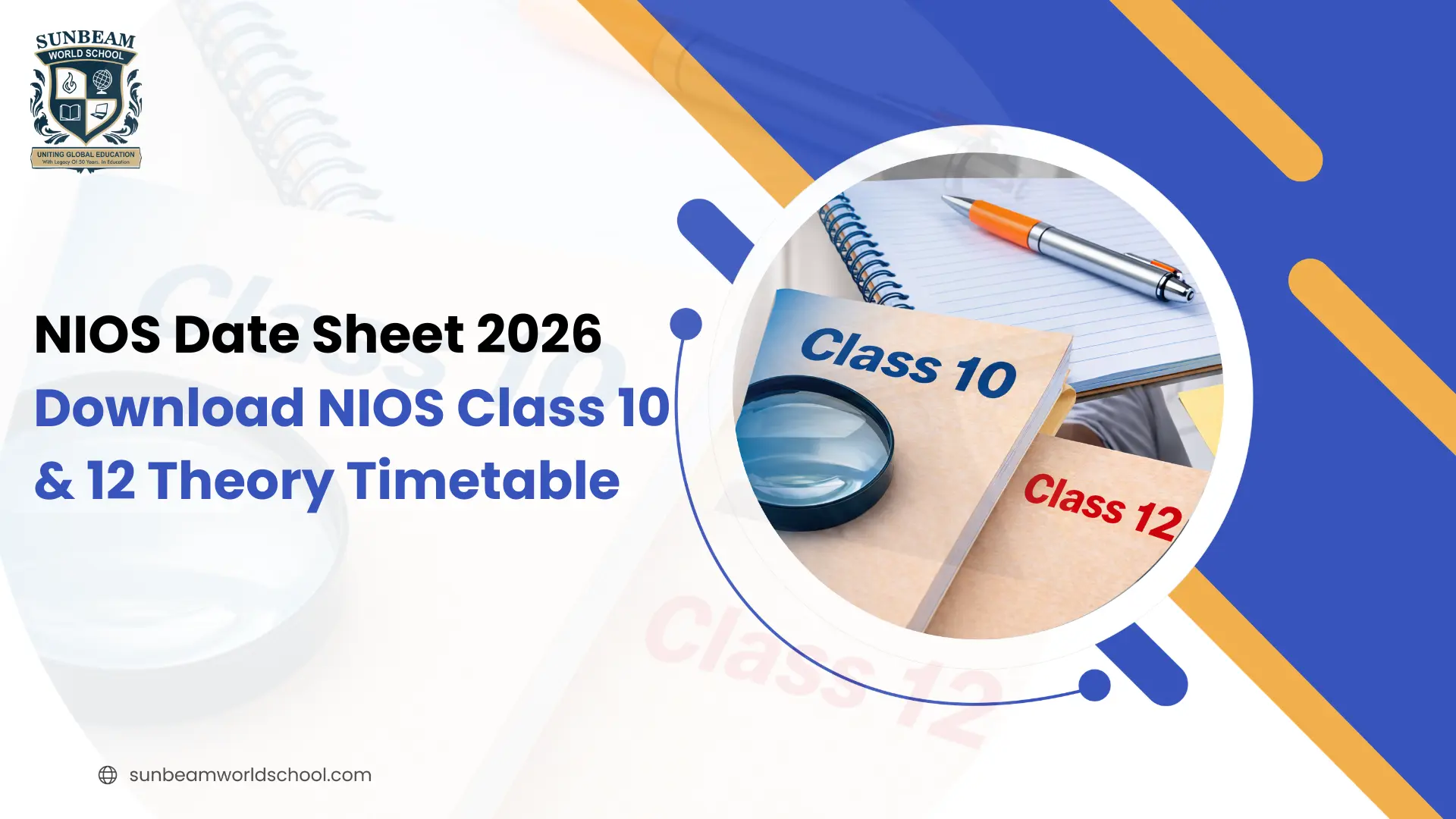 NIOS Date Sheet 2026: Download NIOS Class 10 & 12 Theory Timetable