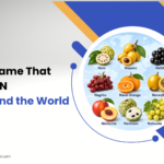 25 fruits that start with N including nectarine, navel orange, naranjilla, noni, and nungu displayed in a circular fruit collage