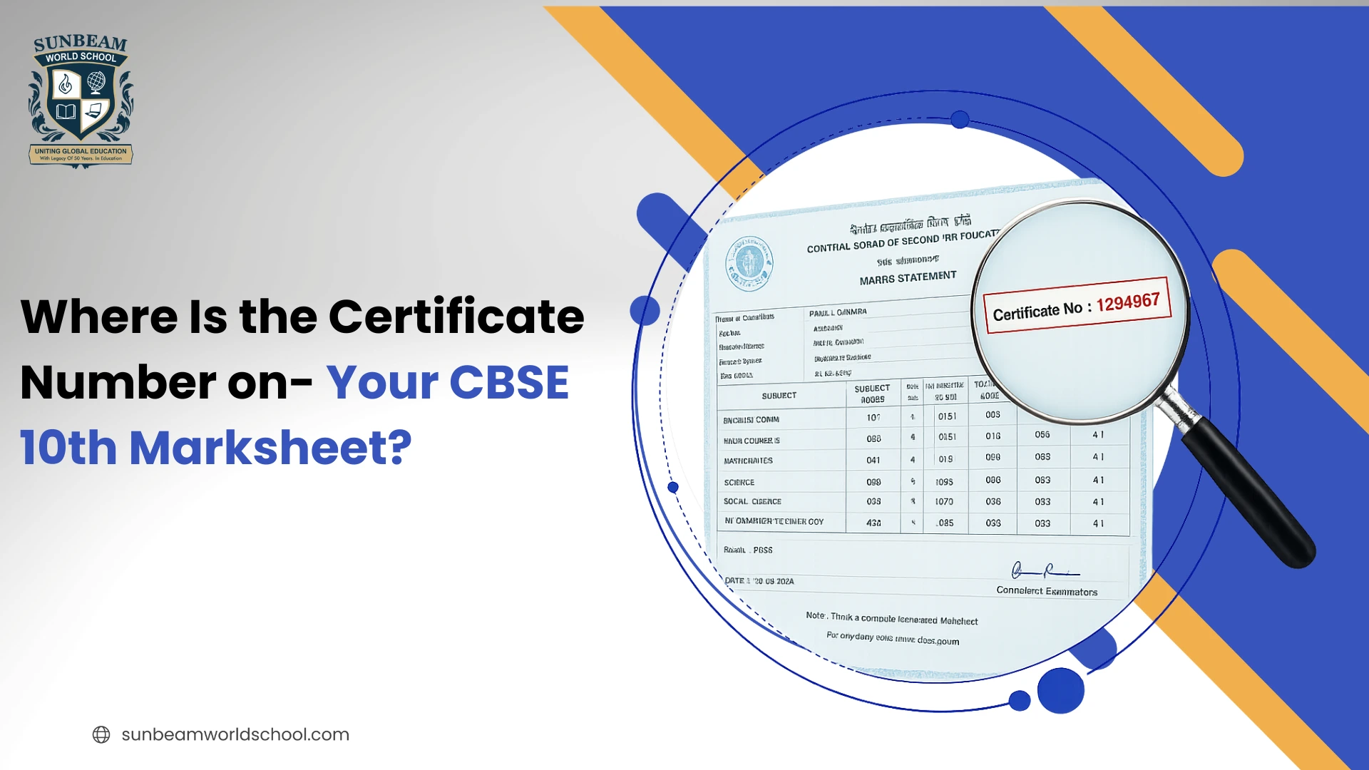 Where Is the Certificate Number on Your CBSE 10th Marksheet?