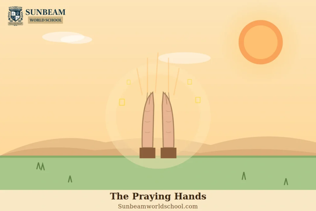 Illustration of folded praying hands symbolizing sacrifice, gratitude, and appreciation for the support of others.
