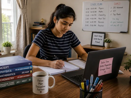 Student following a structured JEE and NEET preparation study plan while homeschooling