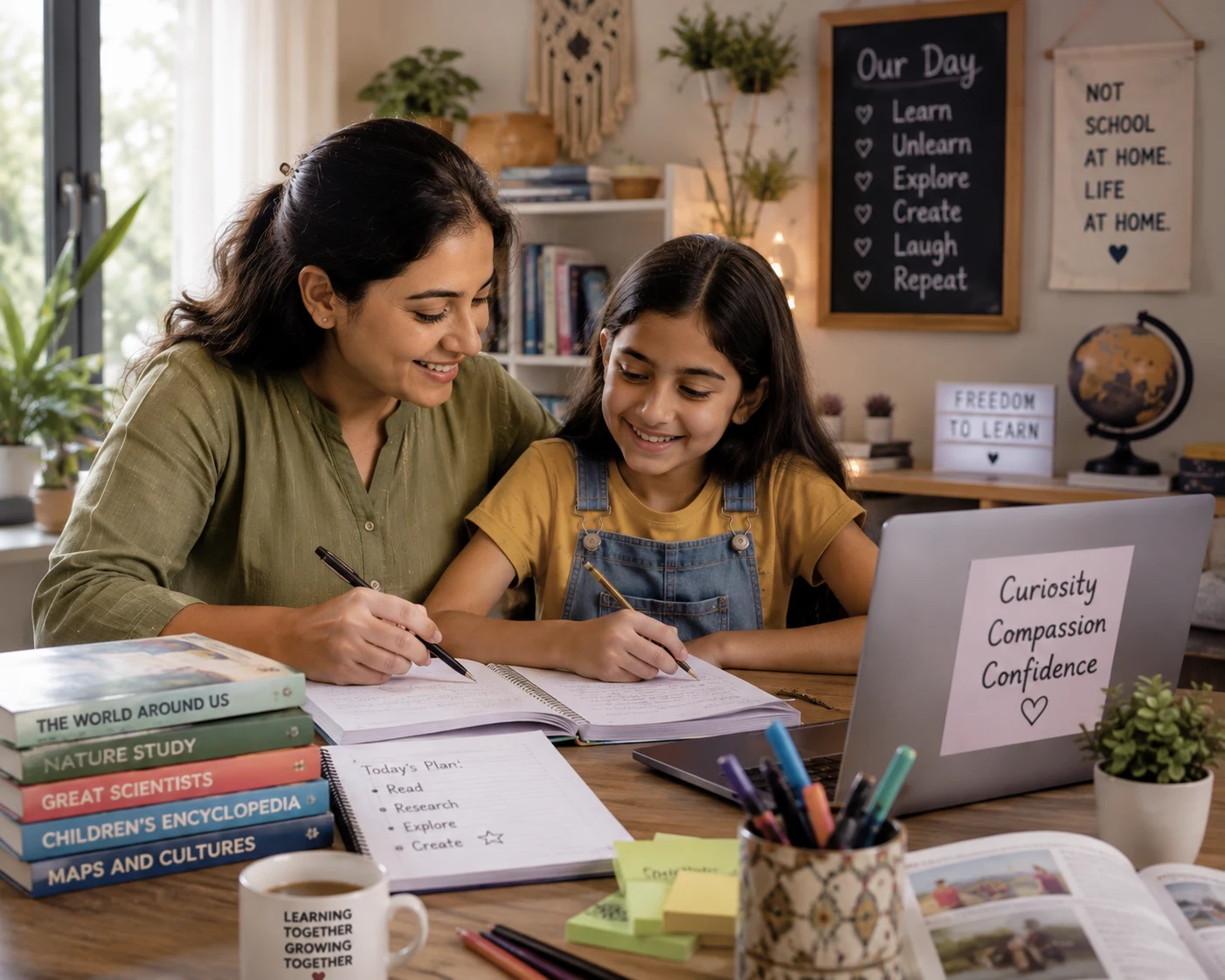 Family embracing a relaxed, alternative education setting at home in Bangalore