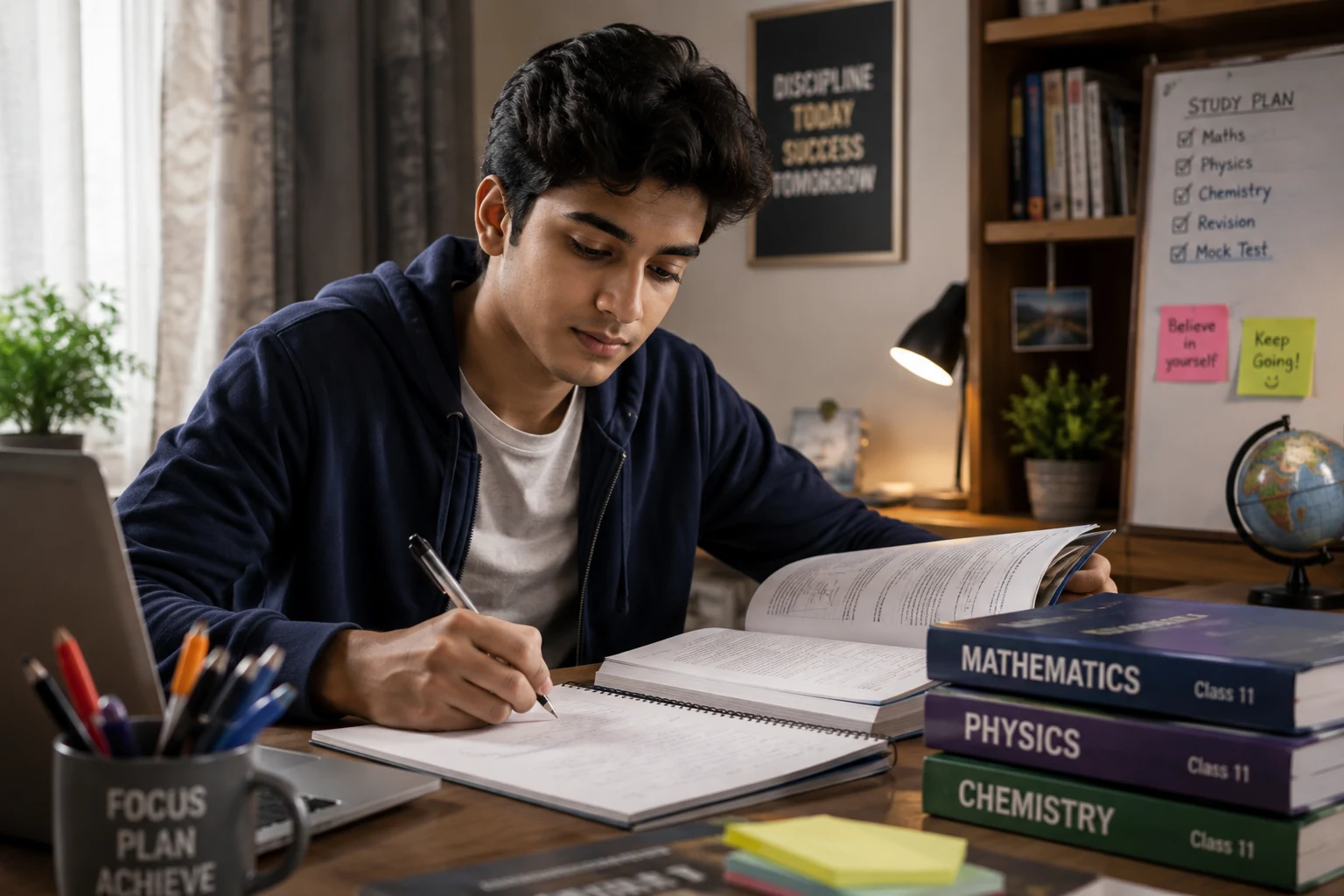 Student preparing for board exams across NIOS, IGCSE and CBSE-aligned curricula while homeschooling in Delhi