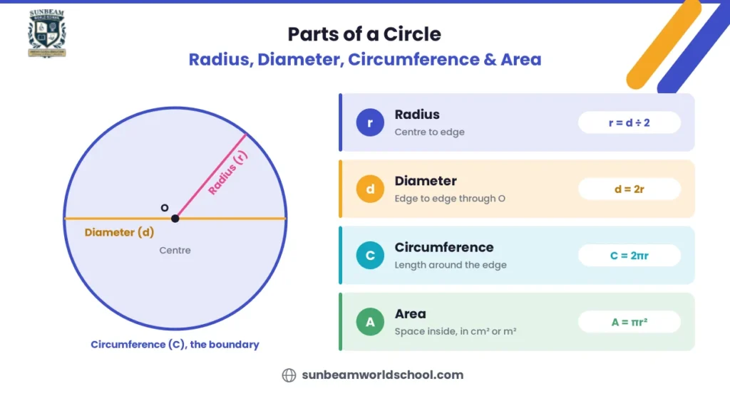 Parts of a Circle: Radius, Diameter, Circumference and Area